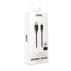 Кабель Forever Core Classic USB - Lightning 1,5 м 2,4А, черный цена и информация | Кабели для телефонов | pigu.lt