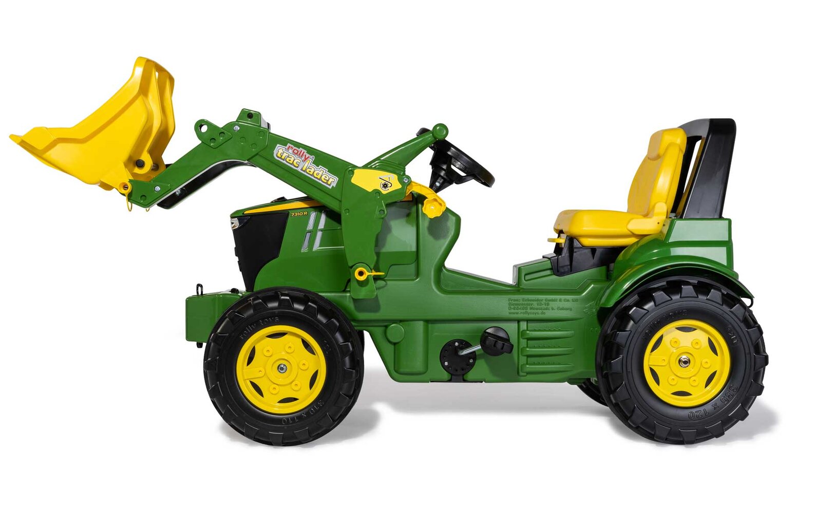 RollyFarmtrac John Deere 7310R pedalinis traktorius su priekiniu kaušu kaina ir informacija | Žaislai berniukams | pigu.lt