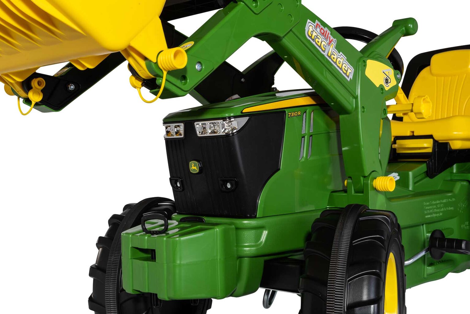 RollyFarmtrac John Deere 7310R pedalinis traktorius su priekiniu kaušu kaina ir informacija | Žaislai berniukams | pigu.lt