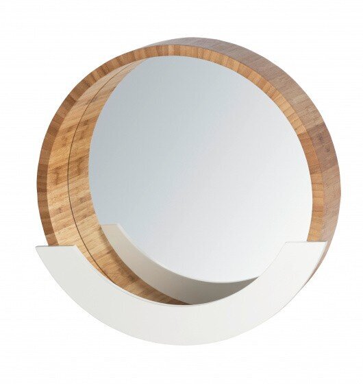Sieninis veidrodis finja 35 cm stiklo/bambuko naturalus kaina ir informacija | Veidrodžiai | pigu.lt