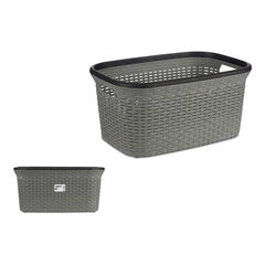 Skalbinių krepšys Rattan Pilka 36 L (36 x 25,5 x 53 cm) kaina ir informacija | Vonios kambario aksesuarai | pigu.lt