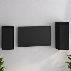 vidaXL Televizoriaus spintelės, 2vnt., juodos, pušies medienos masyvas kaina ir informacija | TV staliukai | pigu.lt