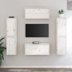 Televizoriaus spintelės, 6vnt., baltos, pušies medienos masyvas kaina ir informacija | TV staliukai | pigu.lt