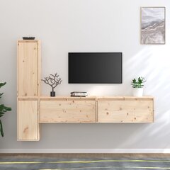 vidaXL Televizoriaus spintelės, 4vnt., pušies medienos masyvas kaina ir informacija | TV staliukai | pigu.lt