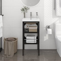 Vonios praustuvo rėmas su įmontuotu praustuvu, juodas, geležis цена и информация | Шкафчики для ванной | pigu.lt