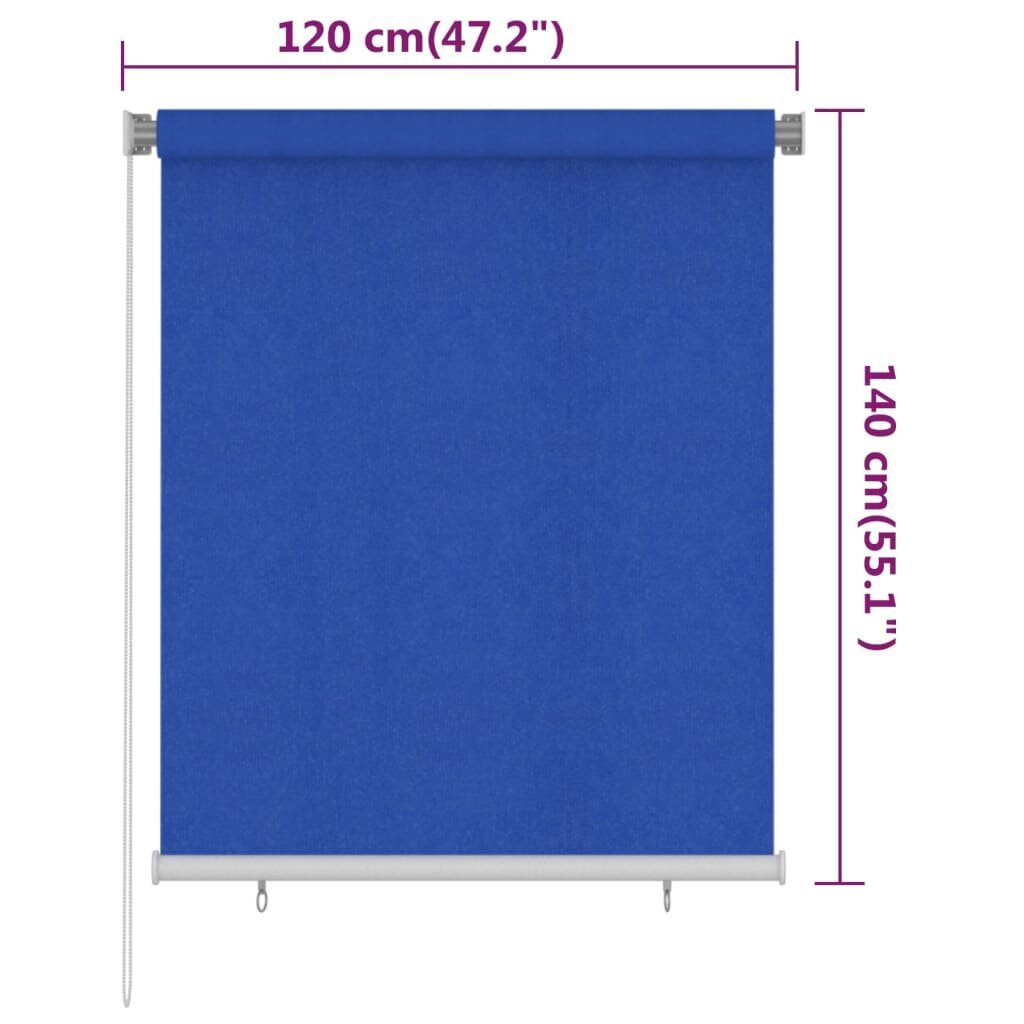 vidaXL Lauko roletas, mėlynos spalvos, 120x140cm, HDPE kaina ir informacija | Žaliuzės | pigu.lt