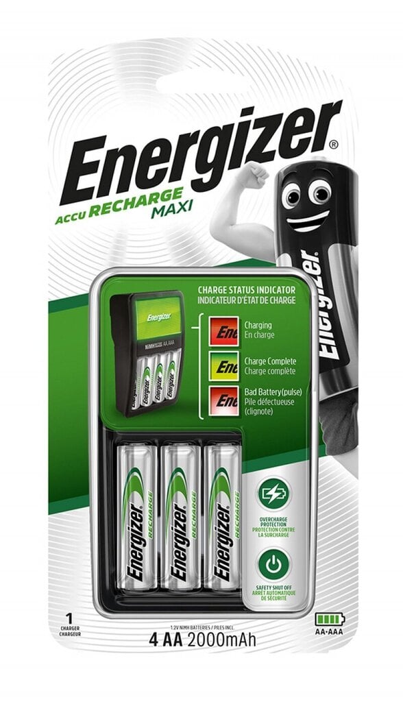 Kroviklis ENERGIZER Maxi AA/AAA + + 4 AA 2000Mah baterijos kaina ir informacija | Elementų krovikliai | pigu.lt