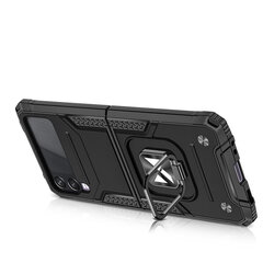 Wozinsky Ring Armor tough hybrid case cover + magnetic holder skirtas Samsung Galaxy Z Flip 3, juodas kaina ir informacija | Telefono dėklai | pigu.lt