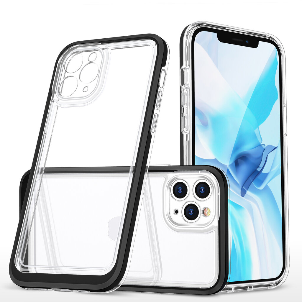 Hurtel Clear 3in1 Case skirtas iPhone 11 Pro Max, juodas kaina ir informacija | Telefono dėklai | pigu.lt