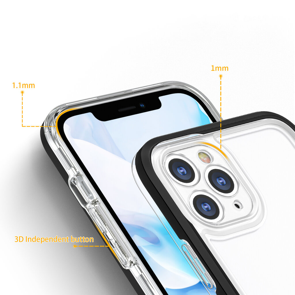 Hurtel Clear 3in1 Case skirtas iPhone 11 Pro Max, juodas kaina ir informacija | Telefono dėklai | pigu.lt