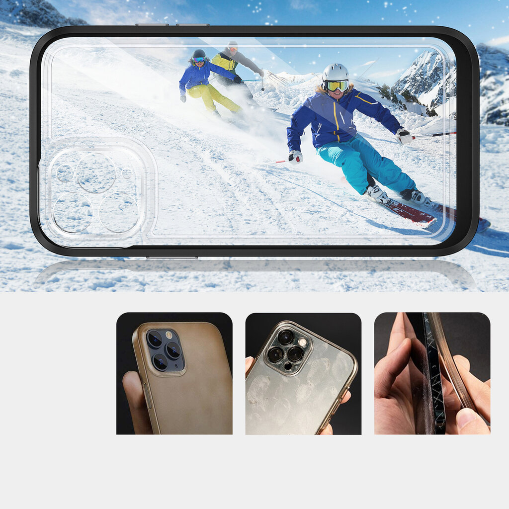 Hurtel Clear 3in1 Case skirtas iPhone 11 Pro Max, juodas kaina ir informacija | Telefono dėklai | pigu.lt