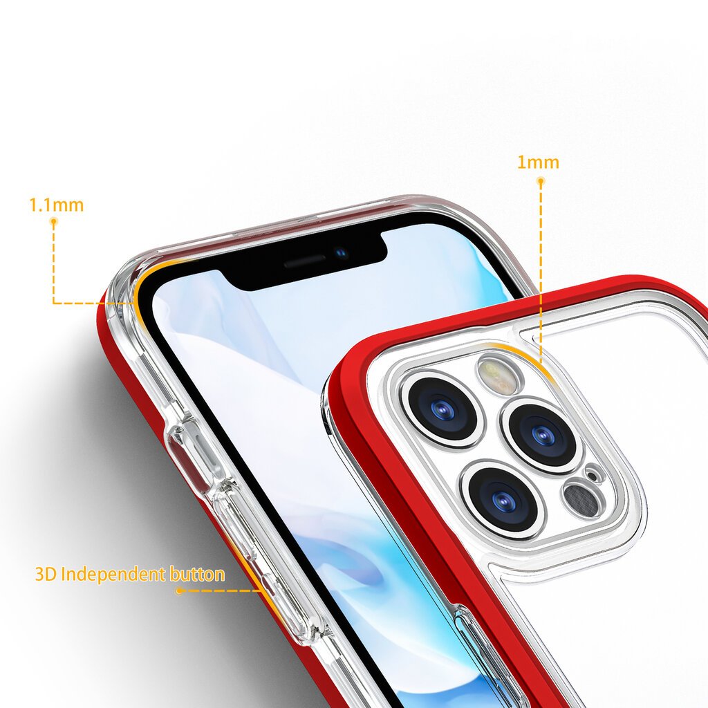 Hurtel Clear 3in1 Case skirtas iPhone 12 Pro Max, raudonas цена и информация | Telefono dėklai | pigu.lt