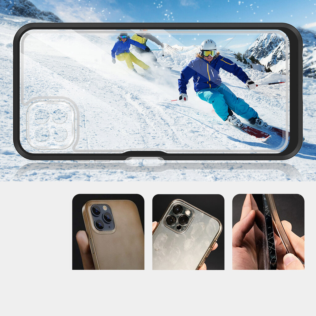 Hurtel Clear 3in1 Case skirtas Samsung Galaxy A22 5G, juodas kaina ir informacija | Telefono dėklai | pigu.lt