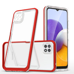 Hurtel Clear 3in1 Case skirtas Samsung Galaxy A22 5G, raudonas kaina ir informacija | Telefono dėklai | pigu.lt