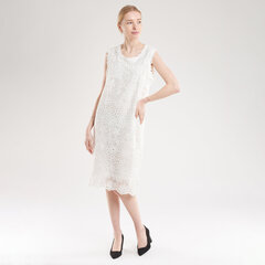 Įliemenuota neriniuota suknelė moterims, balta kaina ir informacija | Suknelės | pigu.lt