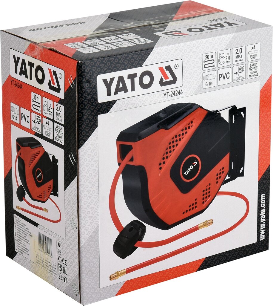 Suspausto oro žarna su automatine rite Yato YT-24244, 20 m цена и информация | Laistymo įranga, purkštuvai | pigu.lt