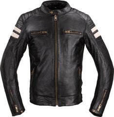 Vyriška odinė motociklininko striukė W-TEC Stripe - Black with Beige Stripes M kaina ir informacija | Moto striukės | pigu.lt