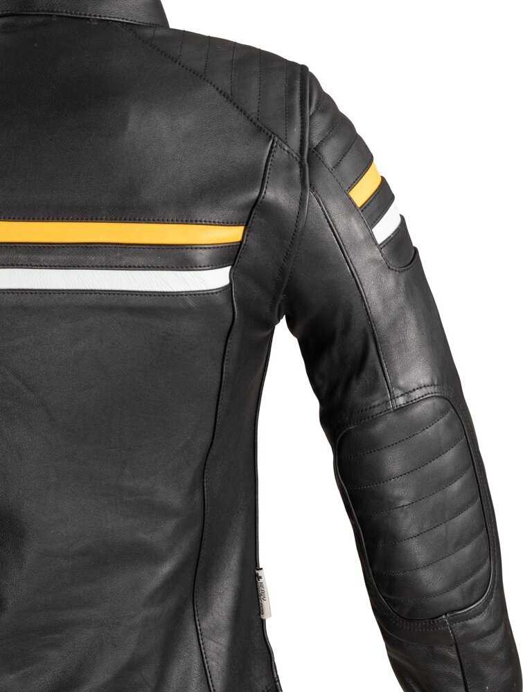 Moteriška odinė motociklininko striukė W-TEC Stripe Lady - Black XS kaina ir informacija | Moto striukės | pigu.lt