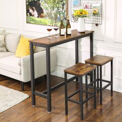 Baro stalas su kėdėmis Songmics, rudas/juodas kaina ir informacija | Valgomojo komplektai | pigu.lt