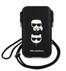 -Чехол Karl Lagerfeld Choupette Head Saffiano PU Pouch L Black цена и информация | Чехлы для телефонов | pigu.lt