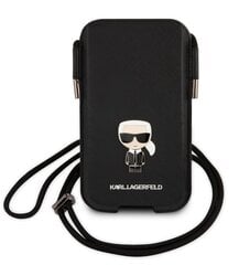 Karl Lagerfeld Saffiano Metal Logo PU Pouch L Black цена и информация | Чехлы для телефонов | pigu.lt