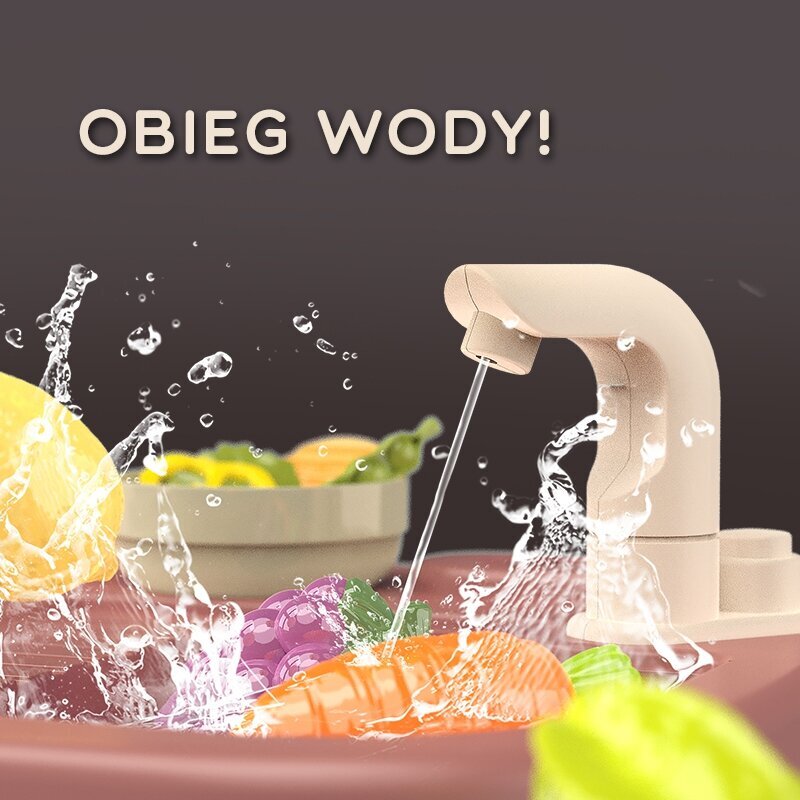 Didelė interaktyvi virtuvė su tekančiu vandeniu ir priedais 65 vnt. Woopie kaina ir informacija | Žaislai mergaitėms | pigu.lt