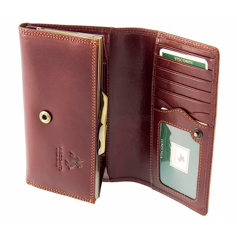 Moteriška odinė piniginė Visconti MZ12 brown, ruda kaina ir informacija | Piniginės, kortelių dėklai moterims | pigu.lt