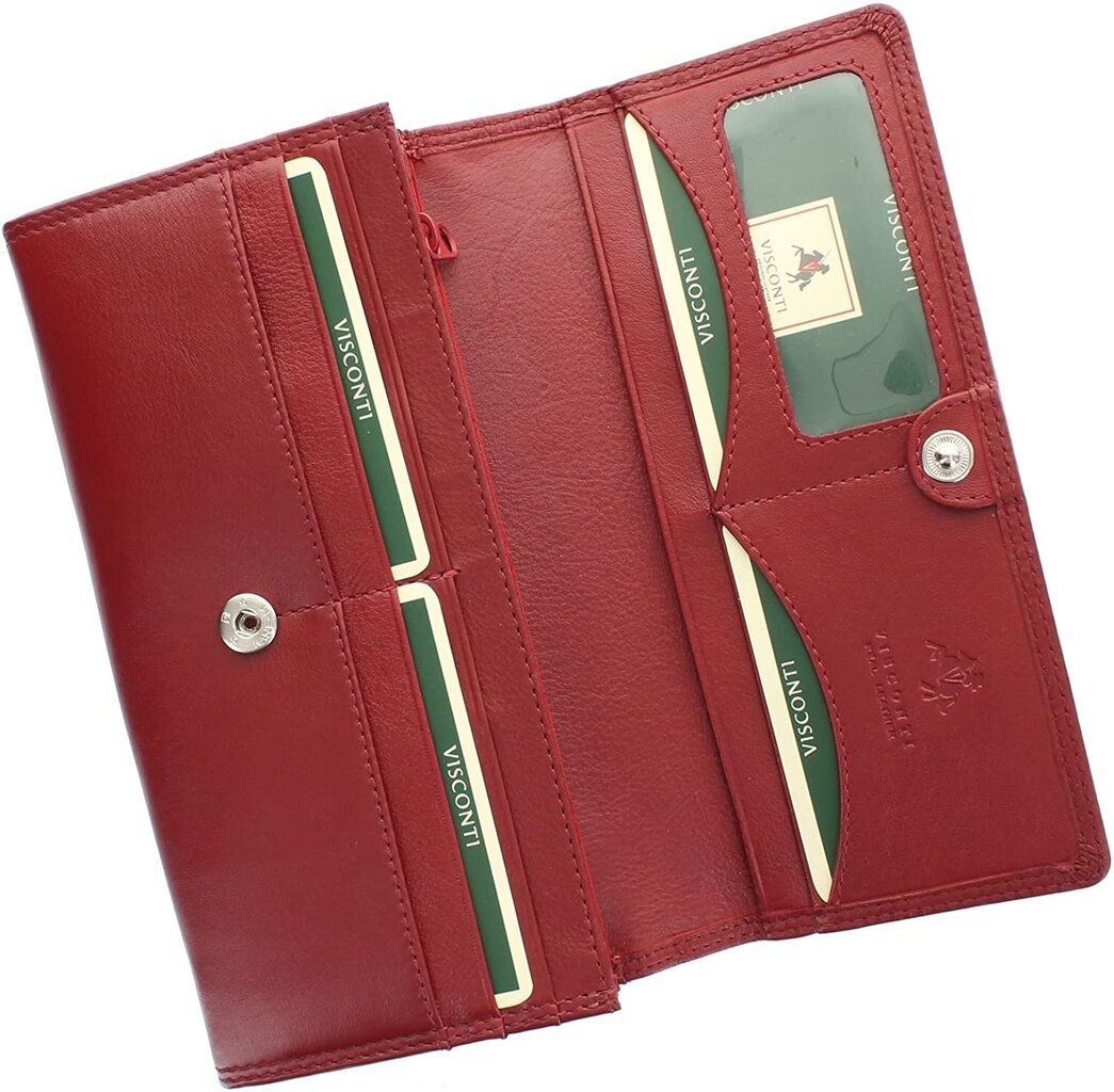 Moteriška odinė piniginė Visconti HT35, raudona цена и информация | Piniginės, kortelių dėklai moterims | pigu.lt