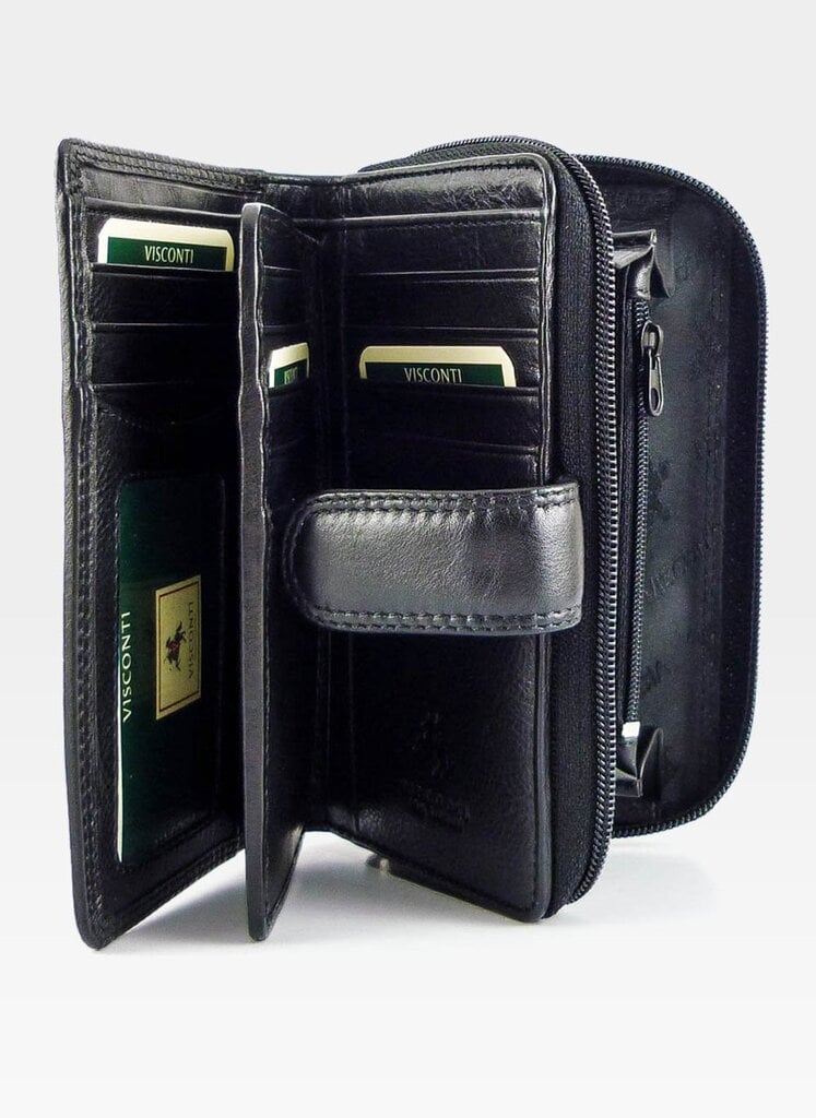 Moteriška odinė piniginė Visconti HT33, juoda kaina ir informacija | Piniginės, kortelių dėklai moterims | pigu.lt