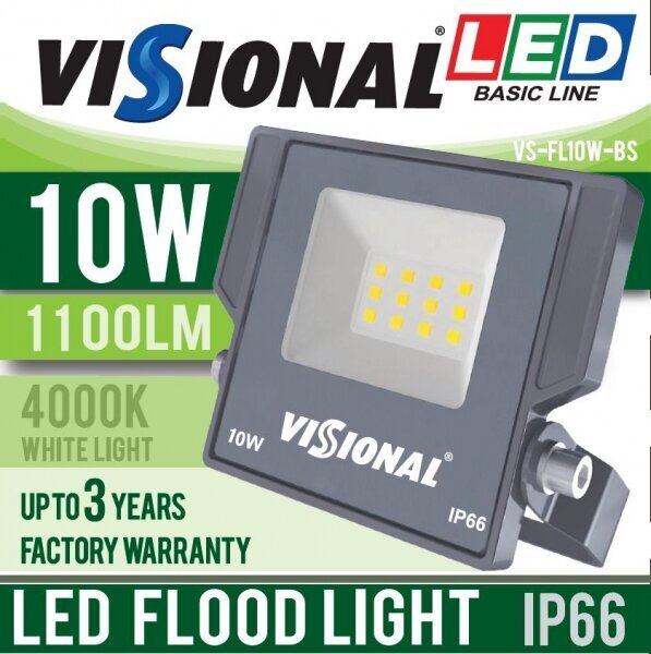 LED lauko prožektorius Visional Basic Line 10W, 1100 lm kaina ir informacija | Žibintai ir prožektoriai | pigu.lt