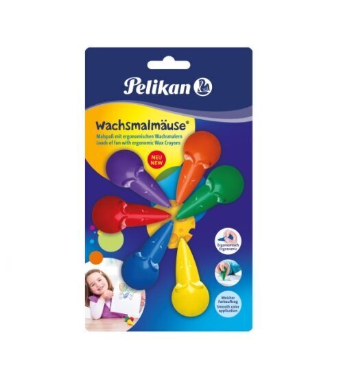 Vaško kreidelės Pelikan Mouse, 6 spalvos цена и информация | Piešimo, tapybos, lipdymo reikmenys | pigu.lt