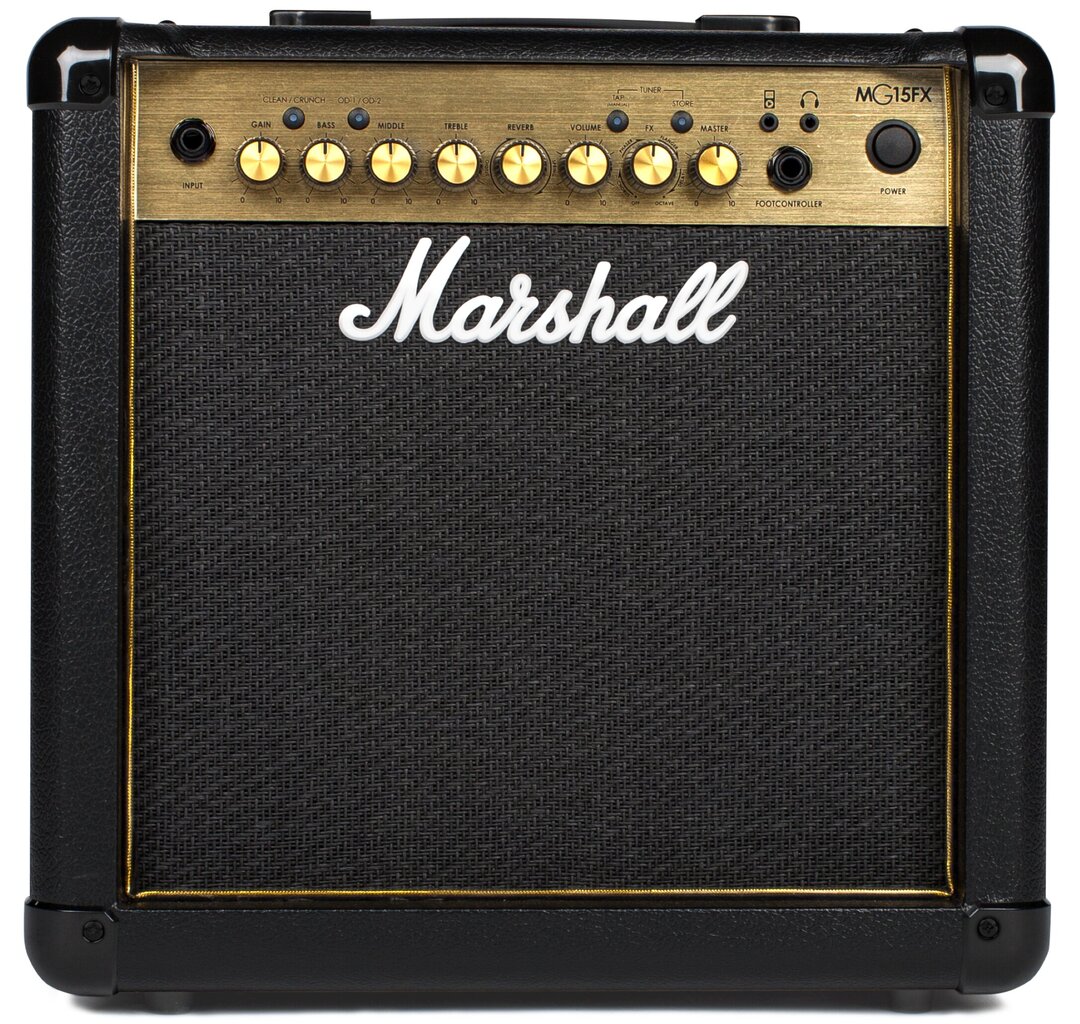El. gitaros kolonėlė su stiprintuvu Marshall MG15GFX kaina ir informacija | Priedai muzikos instrumentams | pigu.lt