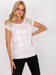 женская блуза цвета экрю с принтом и короткими рукавами цена и информация | Женские блузки, рубашки | pigu.lt