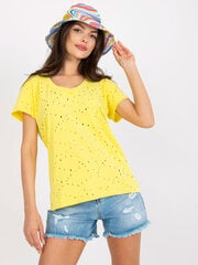 Женская желтая однотонная футболка цена и информация | Футболка женская | pigu.lt