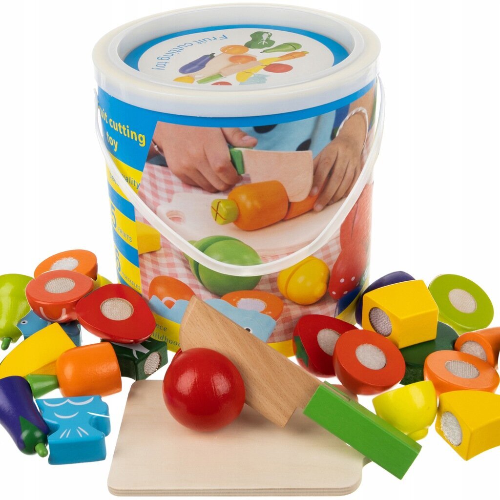 Medinių vaisių ir daržovių pjaustymo rinkinys kaina ir informacija | Žaislai kūdikiams | pigu.lt