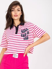 Женская бело-розовая блуза с принтом цена и информация | Женские блузки, рубашки | pigu.lt