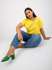 Женская желтая футболка больших размеров цена и информация | Футболка женская | pigu.lt