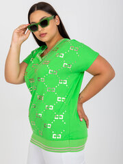 зеленая хлопковая блуза больших размеров с v-образным вырезом цена и информация | Женские блузки, рубашки | pigu.lt