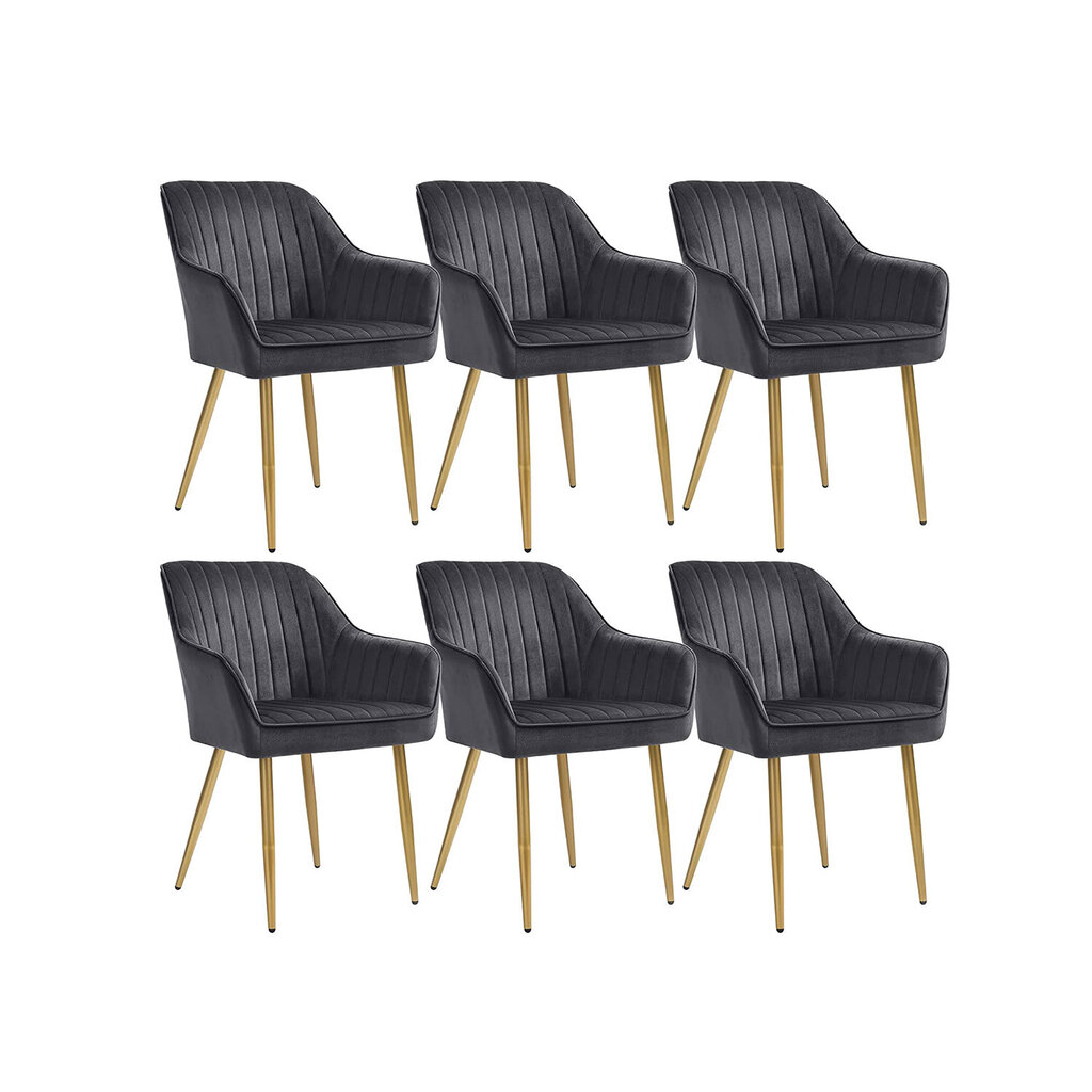 6-įų kėdžių komplektas Songmics, pilkas kaina ir informacija | Virtuvės ir valgomojo kėdės | pigu.lt