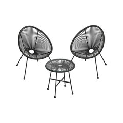Садовые стулья со стеклянным столом, черный цена и информация | Комплекты уличной мебели | pigu.lt