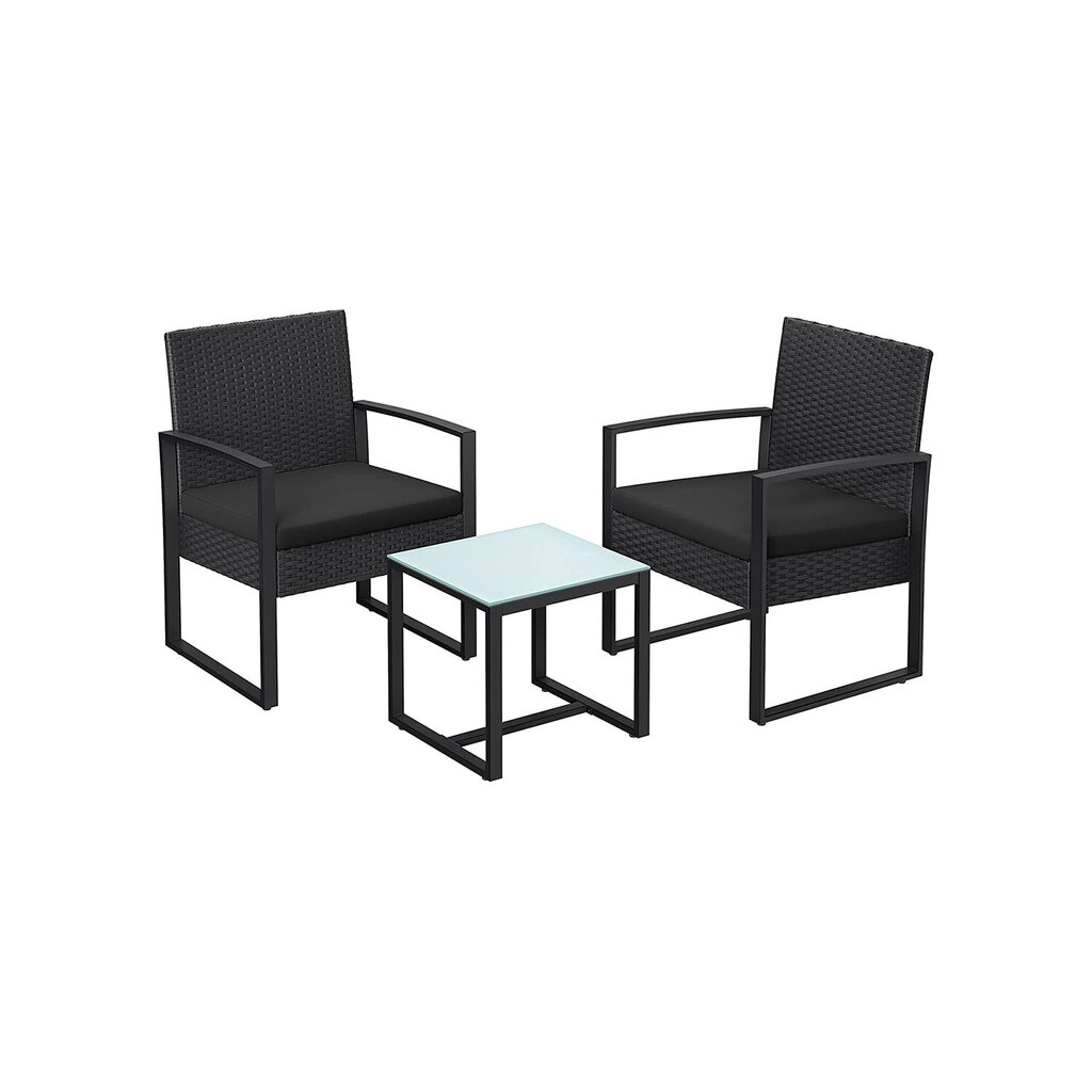 Sodo kėdės su stalu, juodos kaina ir informacija | Lauko baldų komplektai | pigu.lt