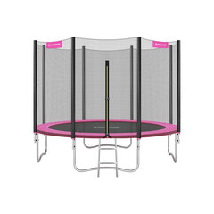 Batutas Songmics Ø 366 cm. su apsauginiu tinkleliu, kopėčiomis ir paminkštintais stulpais, rožinės spalvos kaina ir informacija | Batutai | pigu.lt