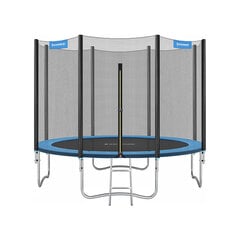 Didelis batutas Songmics Ø 305 cm. su apsauginiu tinkleliu, kopėčiomis ir paminkštintais stulpais, mėlynos spalvos kaina ir informacija | Batutai | pigu.lt
