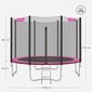 Batutas Songmics Ø 305 cm. su apsauginiu tinkleliu, kopėčiomis ir paminkštintais stulpais, rožinės spalvos kaina ir informacija | Batutai | pigu.lt