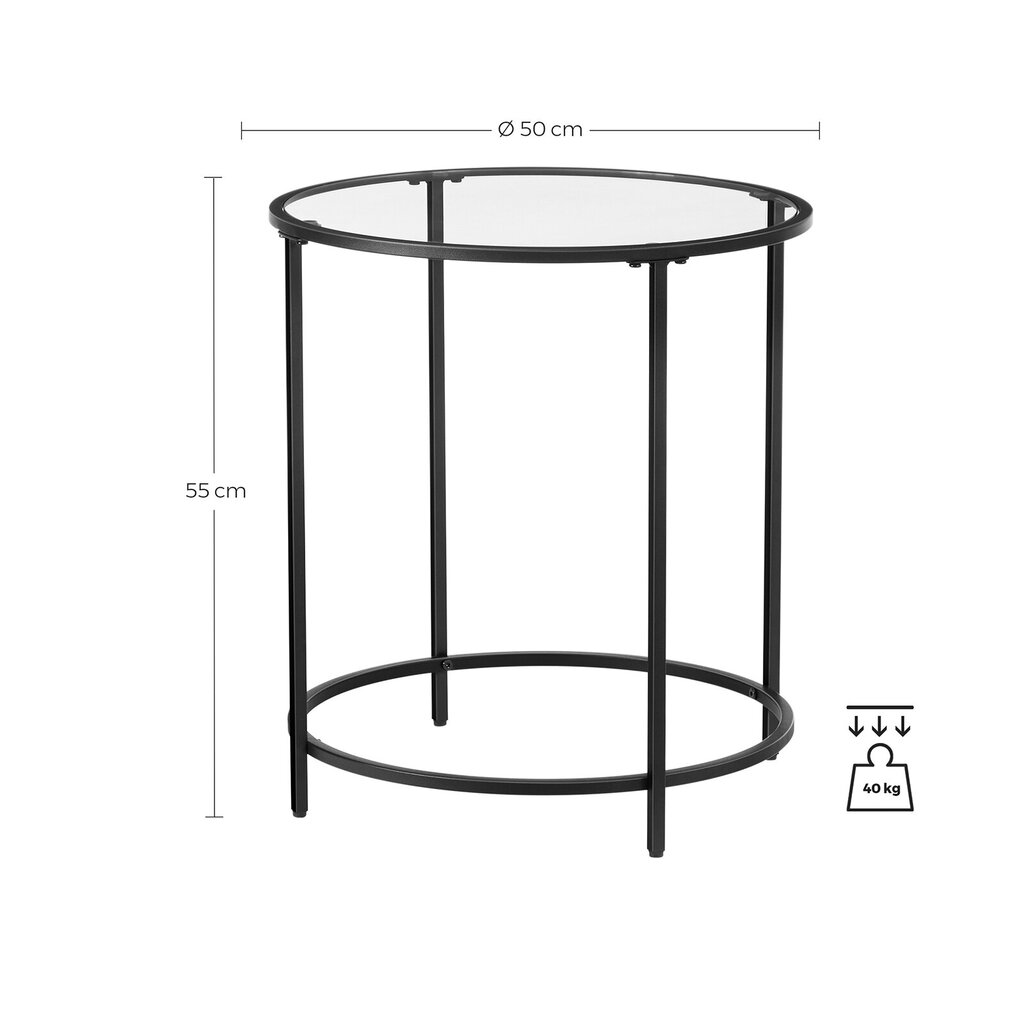 Apvalus staliukas su juodu metaliniu rėmu kaina ir informacija | Kavos staliukai | pigu.lt