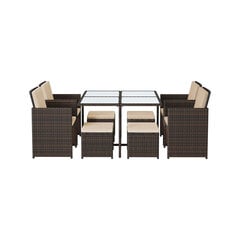 Sodo baldų komplektas iš PE polirotango, ruda/smėlio kaina ir informacija | Lauko baldų komplektai | pigu.lt