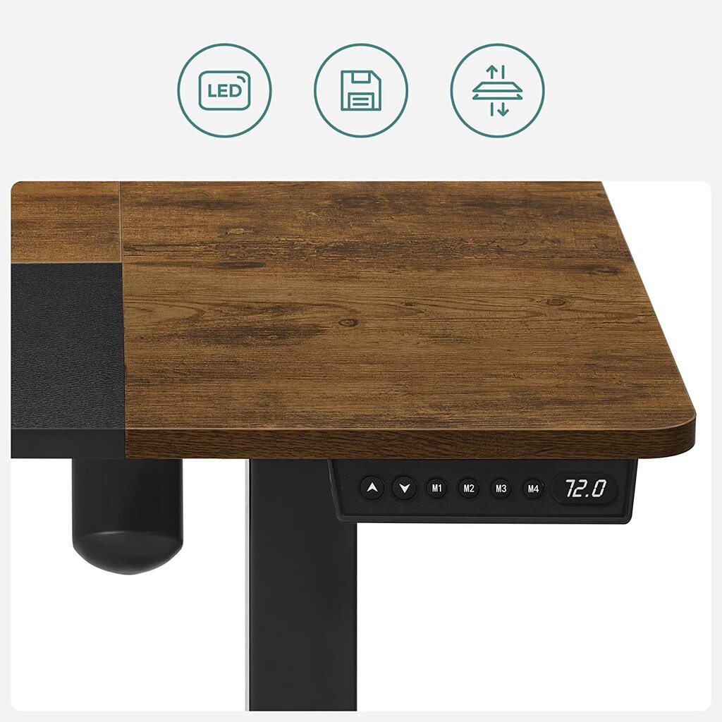 Reguliuojamo aukščio stalas, vintažinė ruda/juoda цена и информация | Kompiuteriniai, rašomieji stalai | pigu.lt