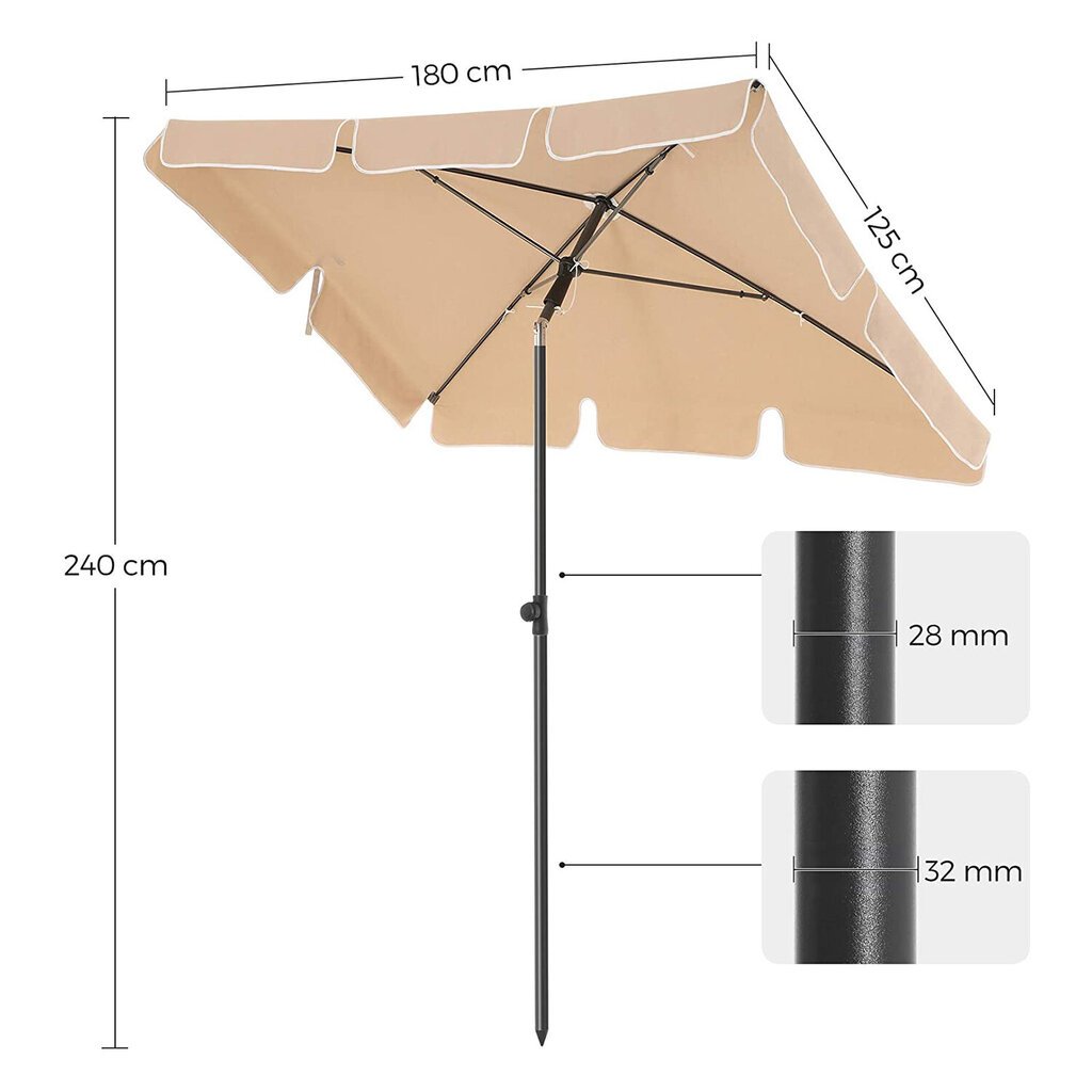 Skėtis balkonui 1,8 x 1,25 m kaina ir informacija | Skėčiai, markizės, stovai | pigu.lt