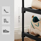 Metalinė batų spintelė 3 skyriai, juodos spalvos kaina ir informacija | Batų spintelės, lentynos ir suolai | pigu.lt