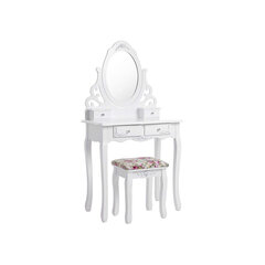 Туалетный столик с зеркалом и табуреткой, белый цена и информация | Туалетные столики | pigu.lt